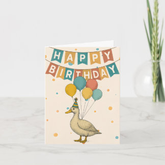 Geburtskarte der Ente - Whimsical Animal mit Ballo Karte