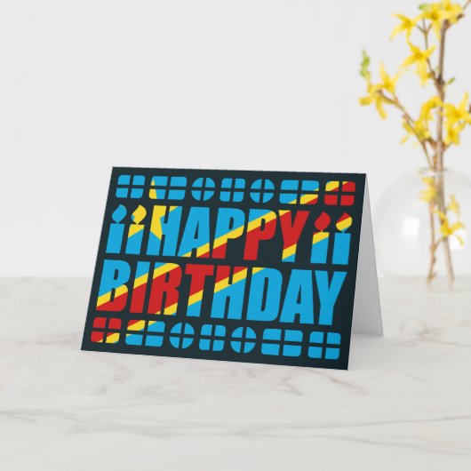 Geburtskarte der Flagge Kongo-Kinshasa Karte (Gelbe Blume)