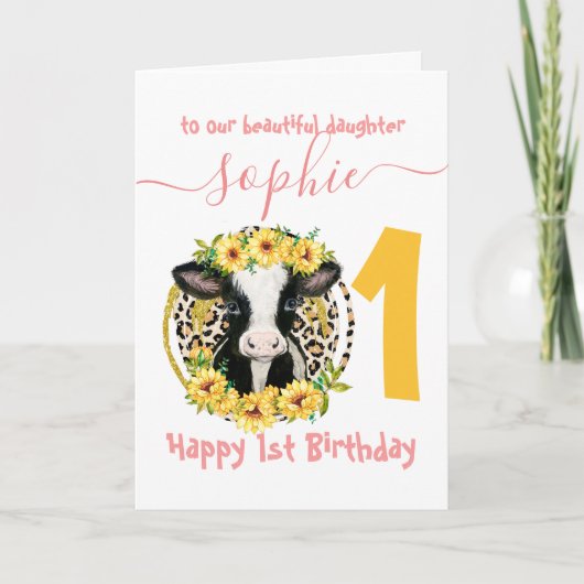 Geburtskarte der niedlichen Kuh Karte (Vorderseite)