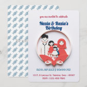 Geburtskarte der niedlichen muslimischen Familie Einladung (Vorne/Hinten)