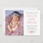 Geburtskarte der Petite Rose Ankündigung (Vorderseite)