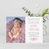 Geburtskarte der Petite Rose Ankündigung (Stehend Vorderseite)