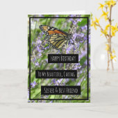 Geburtskarte der Schwester, Hübsche violette Blume Karte (Gelbe Blume)