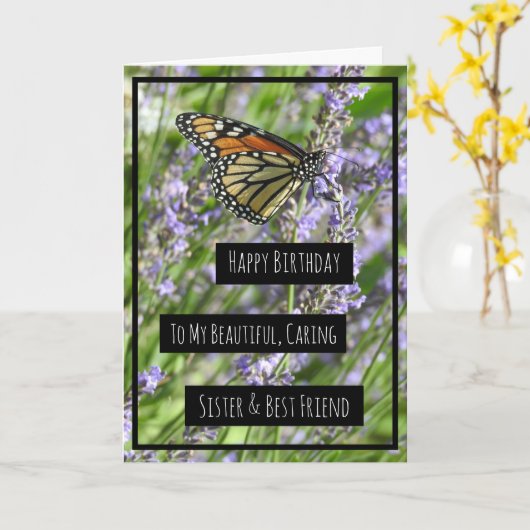 Geburtskarte der Schwester, Hübsche violette Blume Karte (Gelbe Blume)