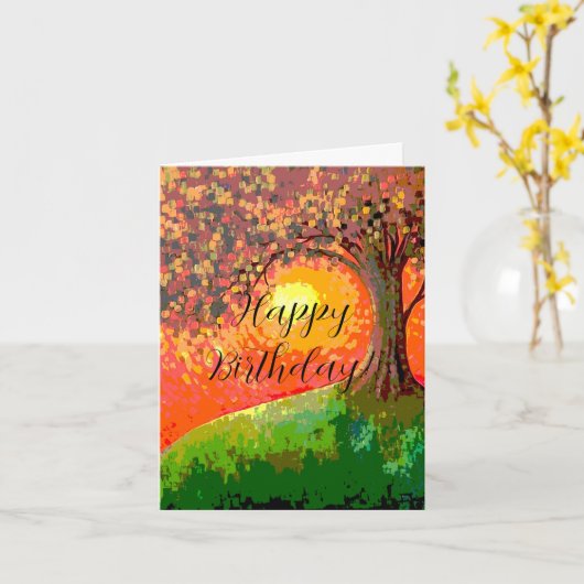 Geburtskarte des Herbstbaums Karte (Gelbe Blume)