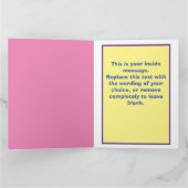 Geburtskarte des Kindes mit Alter, Name und Datum Karte (Innenseite)