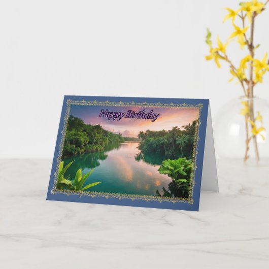 Geburtskarte des tropischen River Man Karte (Gelbe Blume)