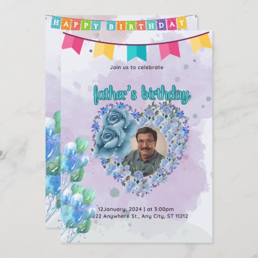 Geburtskarte des Vaters Einladung (Vorne/Hinten)