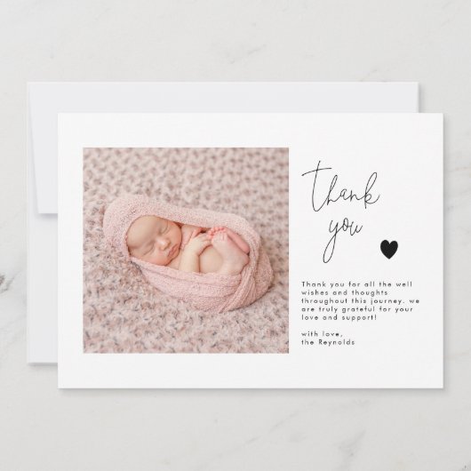 Geburtskarte des weißen Arch Frame Ankündigung (Rückseite)