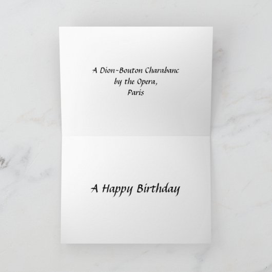 Geburtskarte - Dion-Bouton Charabanc Karte (Innenseite)