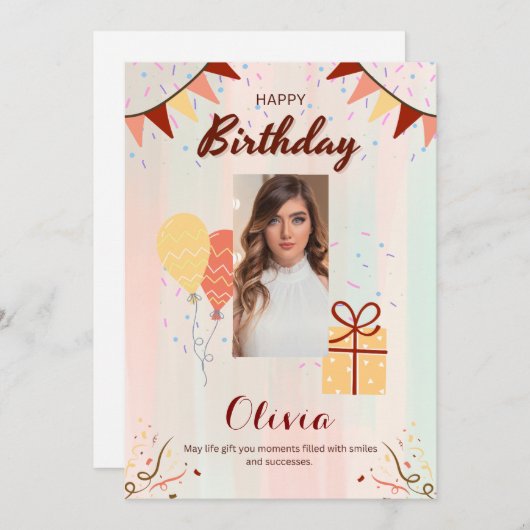 Geburtskarte Feiertagskarte (Vorne/Hinten)