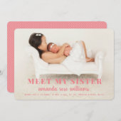 Geburtskarte für BabySchwester_Peach Einladung (Vorne/Hinten)