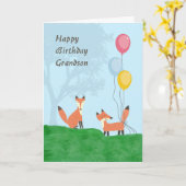 Geburtskarte für Grandson mit Füchsen Karte (Gelbe Blume)