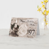Geburtskarte für Mutter, 97. Kerze und Rose Karte (Gelbe Blume)