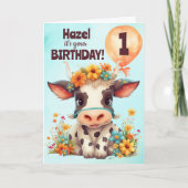 Geburtskarte für niedliche Kuhkinder Karte (Vorderseite)