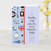 Geburtskarte für Person in London Karte (Gelbe Blume)