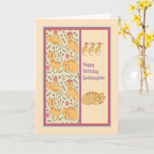 Geburtskarte für Tochter mit Katzen Karte (Gelbe Blume)