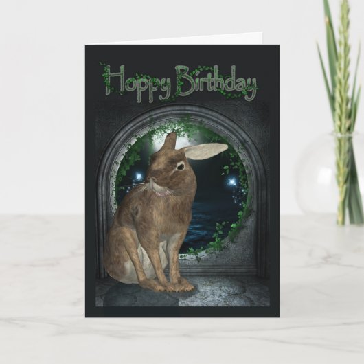 Geburtskarte - Geburtstag mit Kaninchen hoppen Karte (Vorderseite)