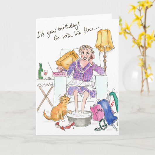 Geburtskarte "Go with Flow" Karte (Gelbe Blume)