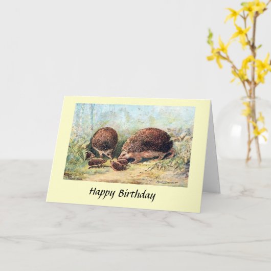 Geburtskarte - Igel Karte (Gelbe Blume)