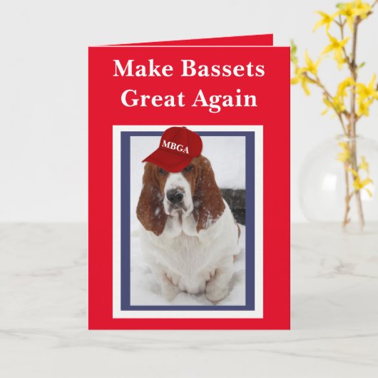 Geburtskarte "Make Bassets Great Again" Karte (Gelbe Blume)