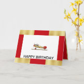 Geburtskarte mit dem Flugzeug Red Barron Karte (Gelbe Blume)