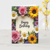 Geburtskarte mit geskripteter Blütenpracht Karte (Gelbe Blume)