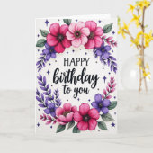 Geburtskarte mit gestreiftem Blumenkranz Karte (Gelbe Blume)
