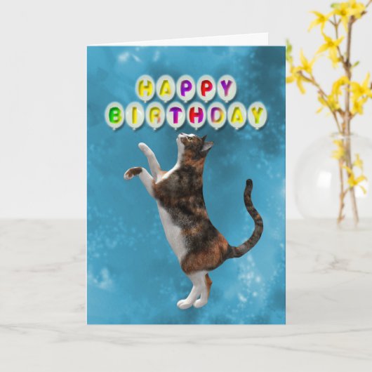 Geburtskarte mit Kalico-Katzen Karte (Gelbe Blume)