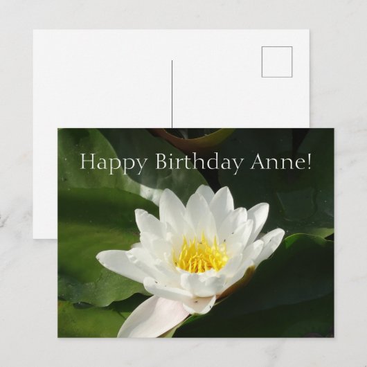 Geburtskarte mit Lotus Blume Postkarte (Vorne/Hinten)