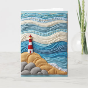 Geburtskarte mit quilted Leuchtturm-Motiv Karte