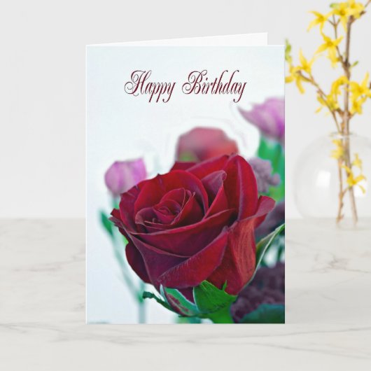 Geburtskarte mit rote Rose Karte (Gelbe Blume)