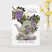 Geburtskarte Nana Tee und Cupcake Karte (Gelbe Blume)