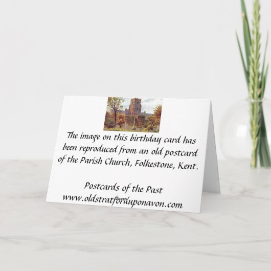 Geburtskarte - Pfarrkirche, Folkestone, Kent Karte (Rückseite)