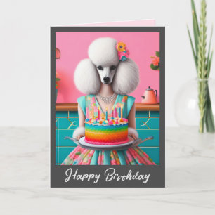 Geburtskarte   Poodle Dog Birthday Cake 7 Kerzen Karte