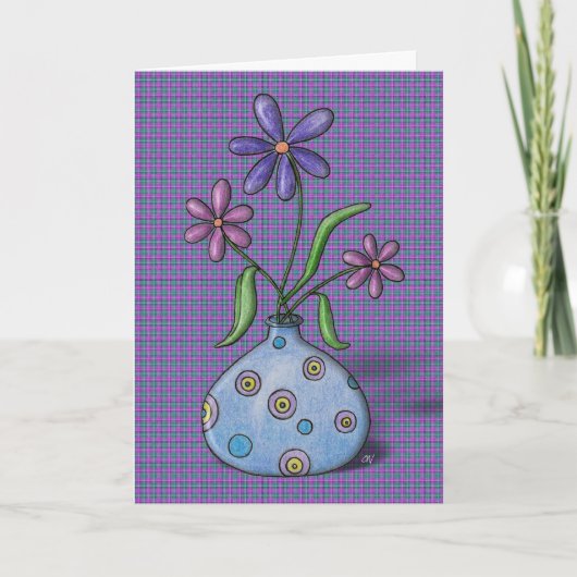Geburtskarte "Purple Flowers" Karte (Vorderseite)
