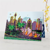 Geburtskarte | Sequin Art City Sydney Australien Karte (Gelbe Blume)