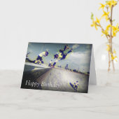 Geburtskarte: Skateboarder Karte (Gelbe Blume)