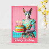 Geburtskarte | Sphynx Cat 6th Birthday Candles Karte (Gelbe Blume)