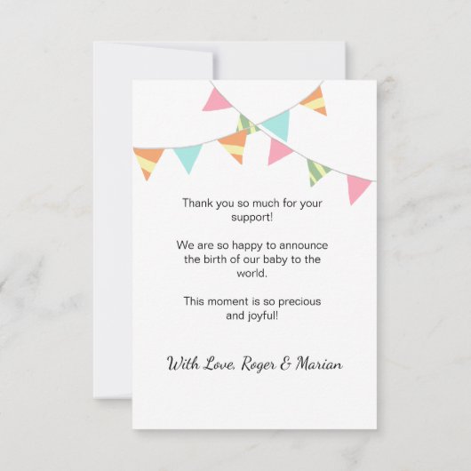 Geburtskarte von Custom Fox Family Baby Dankeskarte (Rückseite)