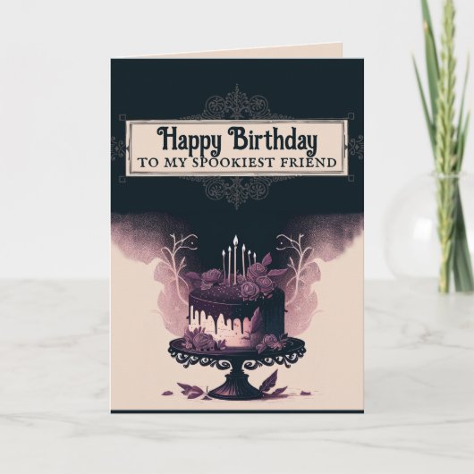 Geburtskarte von Goth - Spooky Birthday Cake Dankeskarte (Vorderseite)