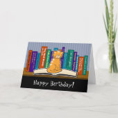 Geburtskarte von Katzen und Büchern Karte (Vorderseite)