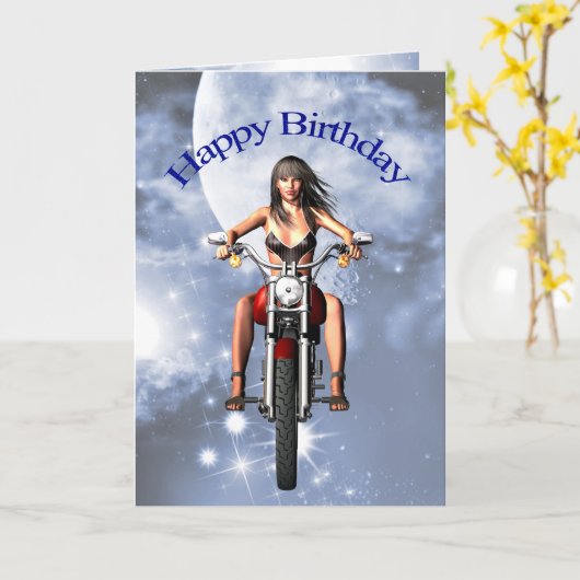 Geburtskarte von Motorbiker Karte (Gelbe Blume)