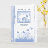 Geburtskarte von Papa mit Vögeln - blaues Grunge Karte (Gelbe Blume)