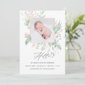 Geburtskarte von Pastel Blush Greenerity Ankündigung (Stehend Vorderseite)