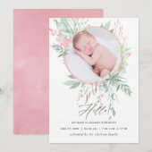 Geburtskarte von Pastel Blush Greenerity Ankündigung (Vorne/Hinten)