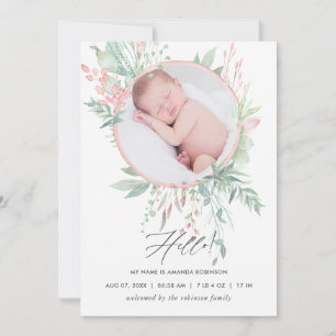 Geburtskarte von Pastel Blush Greenerity Ankündigung