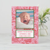 Geburtskarte von Red Toile Ankündigung (Stehend Vorderseite)