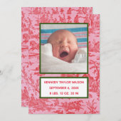 Geburtskarte von Red Toile Ankündigung (Vorne/Hinten)