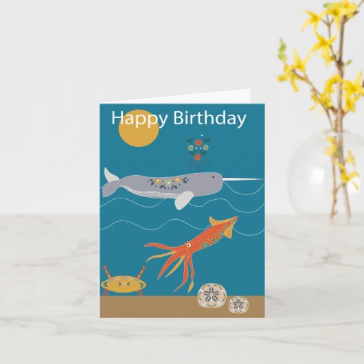 Geburtskarte von Seehunden Karte (Gelbe Blume)